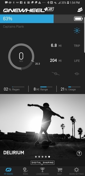 Capture d'Écran Application Onewheel